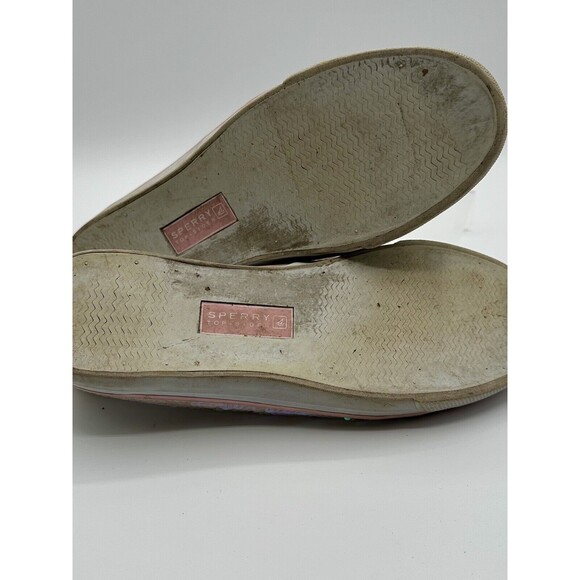 Sperry Top-Sider Iridescent Sequin Boat Shoes Pink/White EUC!! - Picture 5 of 7